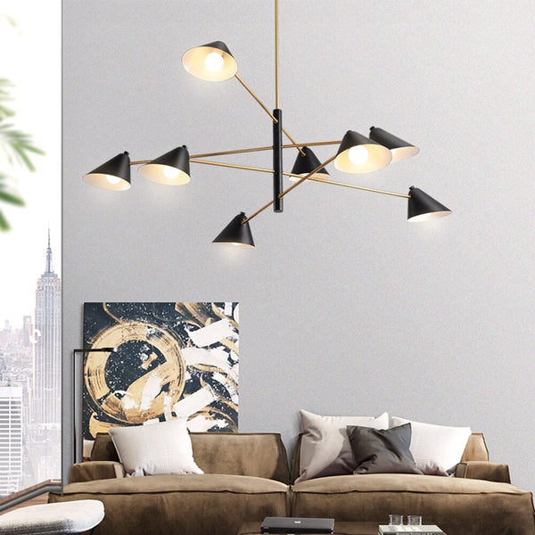 Contemporary Cone Black & Gold Chandelier - 4, 6 & 8 Lights