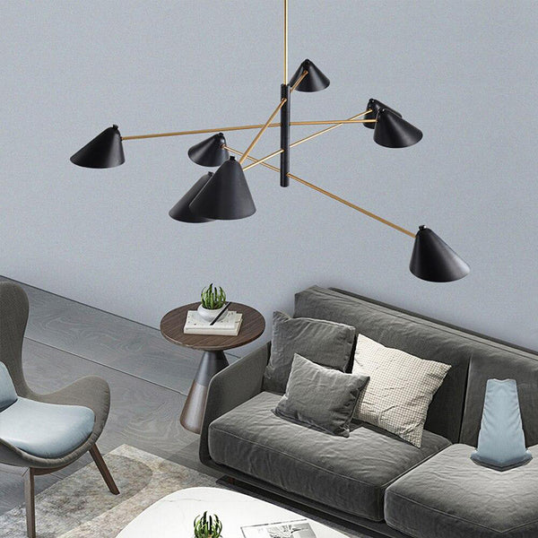 Contemporary Cone Black & Gold Chandelier - 4, 6 & 8 Lights