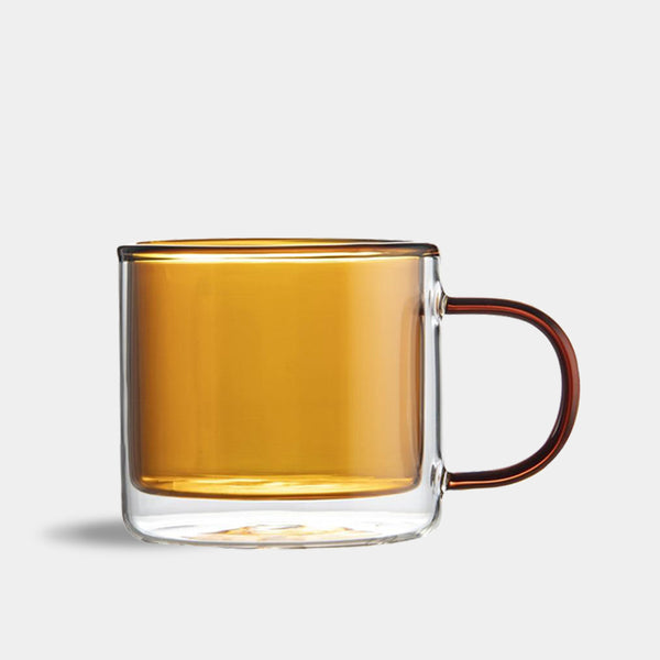 Modern double wall coloured glass tea and coffe mugs