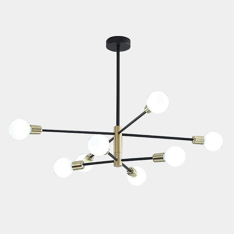 Modern retro sputnik black & gold mid century style chandelier light - 4, 6 & 8 lights