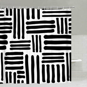 Modern stylish  irregular stripes shower curtain - Black & White