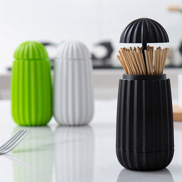 Modern plastic cactus toothpick storage holder & dispenser - Black, White, Green