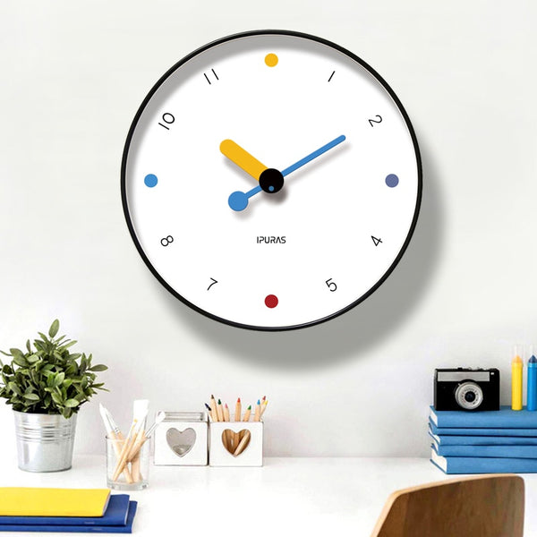 Large contemporary stylish colour dot wall clock - 25cm, 30cm