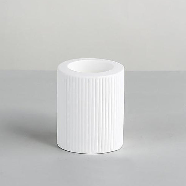 Modern Matte Ceramic Ribbed Tealight Holders - Black, White, Blue