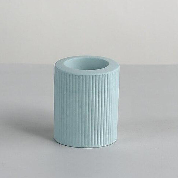 Modern Matte Ceramic Ribbed Tealight Holders - Black, White, Blue