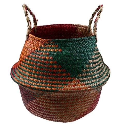Natural seagrass geometric storage baskets - plants, accessories - Orange