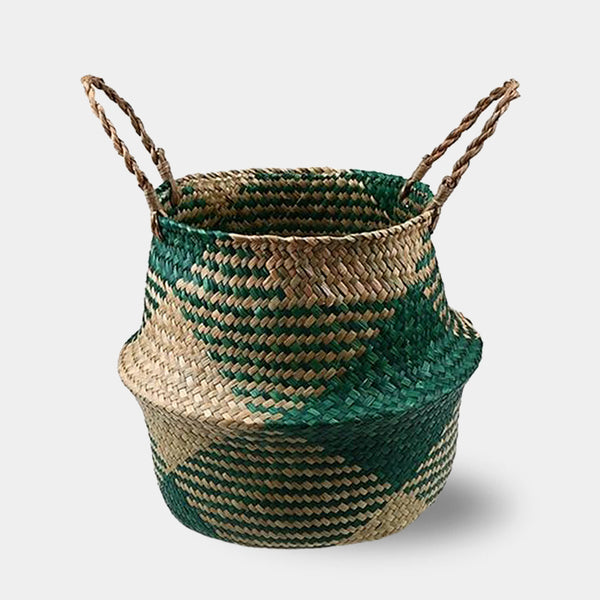 Natural seagrass geometric storage baskets - plants, accessories - Green