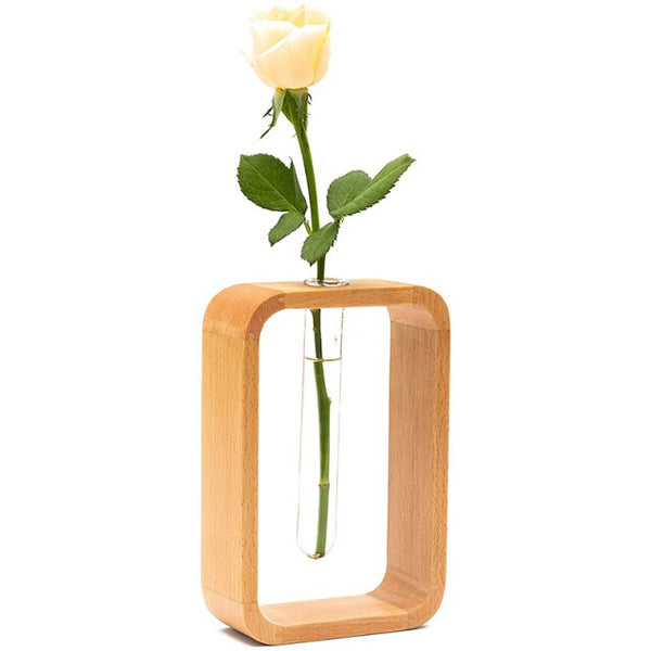 Modern Wooden and Glass Test Tube Vases - Light & Dark