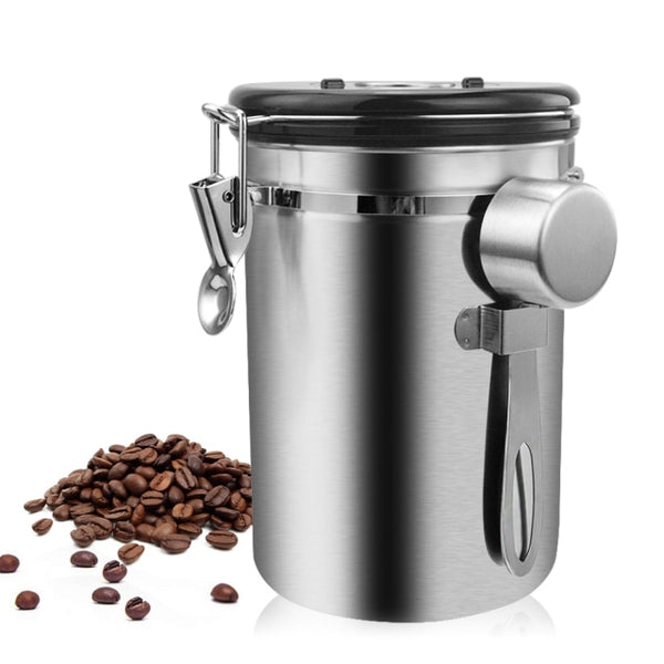 Modern stylish stainless airtight steel coffee storage jar canister 1500ml & 1800ml