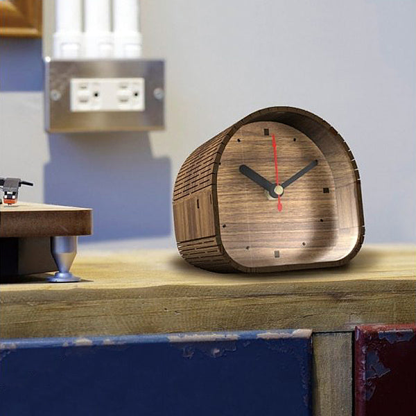 Wooden Mid Century Modern Retro Table Clock - Light, Medium, Dark