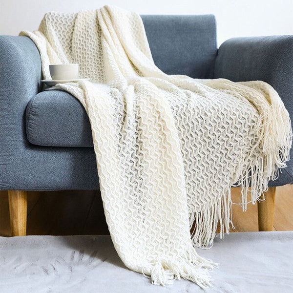 Super Soft Ribbed Colour Throws - Medium, Large - Grey, White, Beige