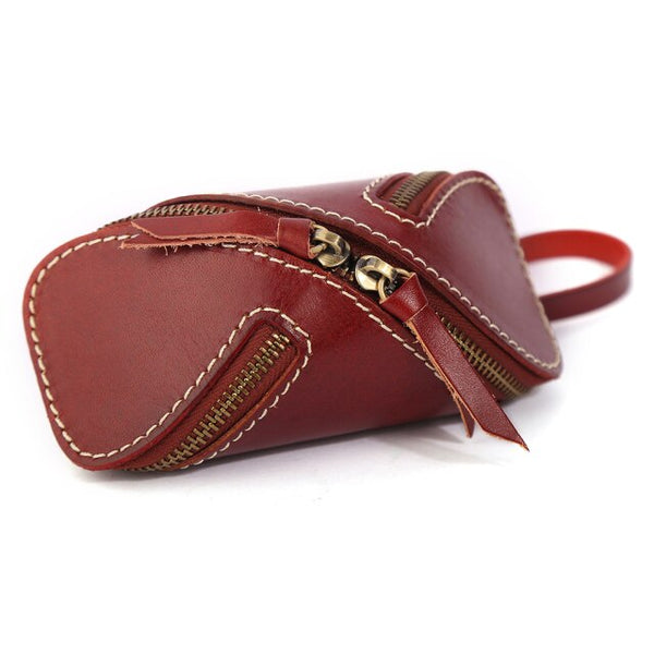 Leather Key Cases With Wrist Strap - black, brown, orange, green, burgundy, red and ox blood red
