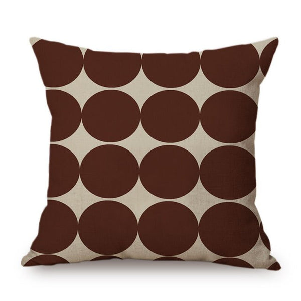 Modern Graphic Colour Spot Cushions - 12 Colours - 45cm - Brown