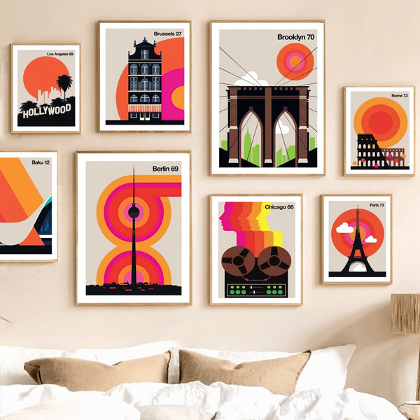 Contemporary Graphic City Art Prints - 7 Sizes