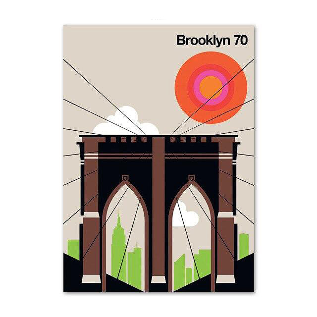 Contemporary Graphic City Art Prints - 7 Sizes - Brooklyn