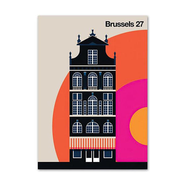 Contemporary Graphic City Art Prints - 7 Sizes - Brussels