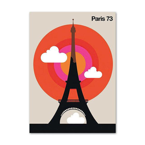 Contemporary Graphic City Art Prints - 7 Sizes - Paris