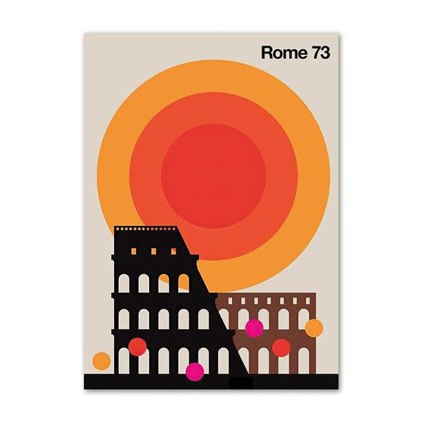 Contemporary Graphic City Art Prints - 7 Sizes - Rome