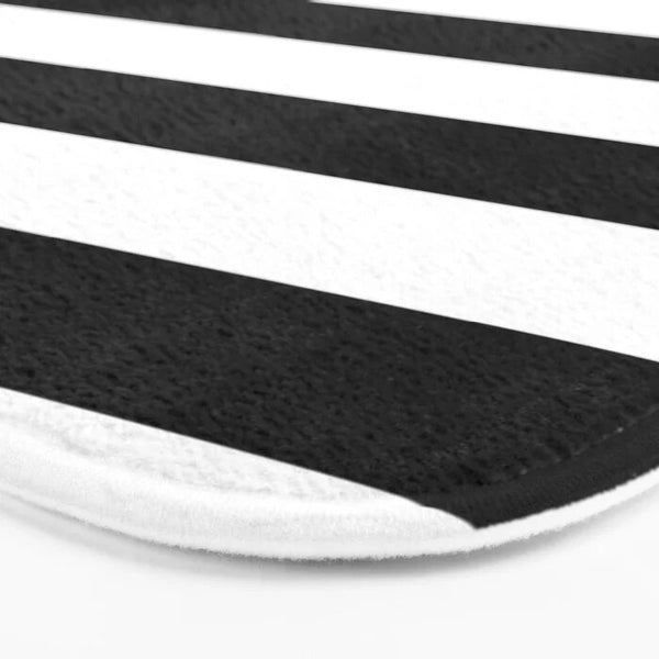 Modern Black And White Stripes Bath Mat - Small, Medium, Large