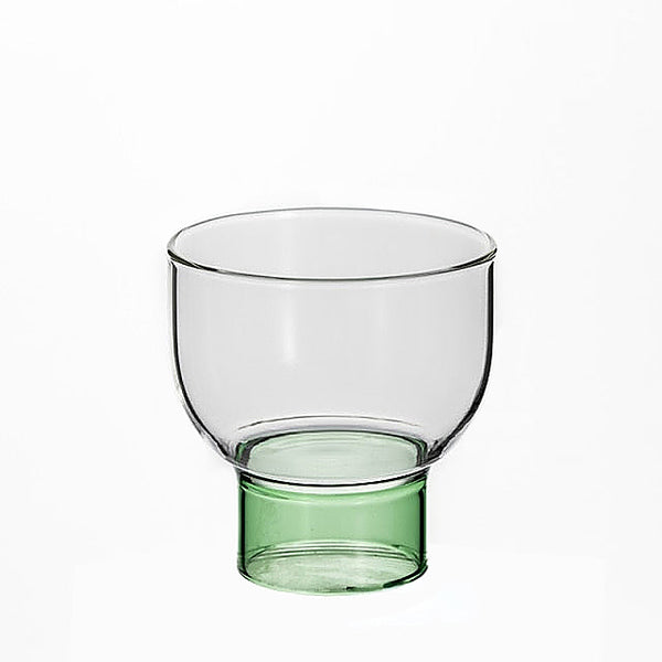 Contemporary Milano Glass Tumblers - Clear & Green Drinking Glasses