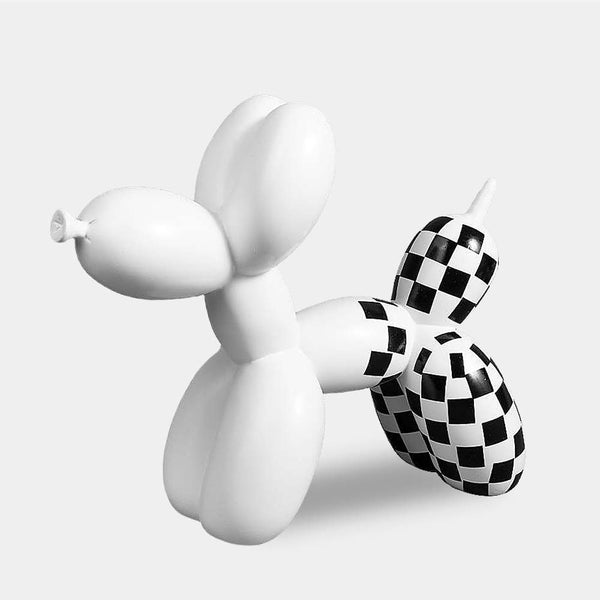 Chequered Balloon Dog Ornatment - Black & White