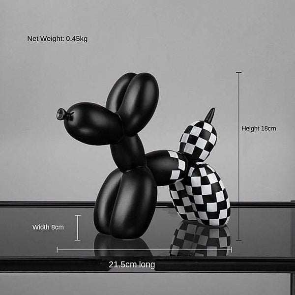 Chequered Balloon Dog Ornatment - Black & White