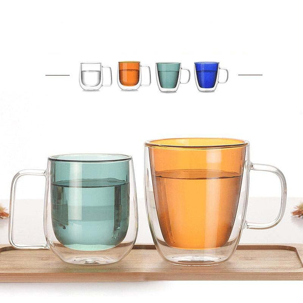 Contemporary Double Wall Curved Glass Mugs - 250ml & 350ml