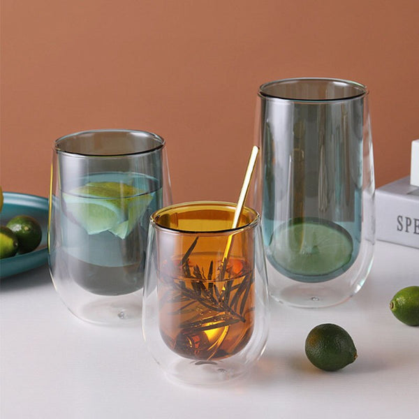 Contemporary Double Wall Colour Glass Tumblers - 200ml, 300ml, 400ml
