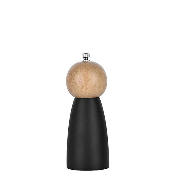 Modern Black Wooden Ball Salt & Pepper Grinders - Small, Medium & Large - Ceramic & Steel
